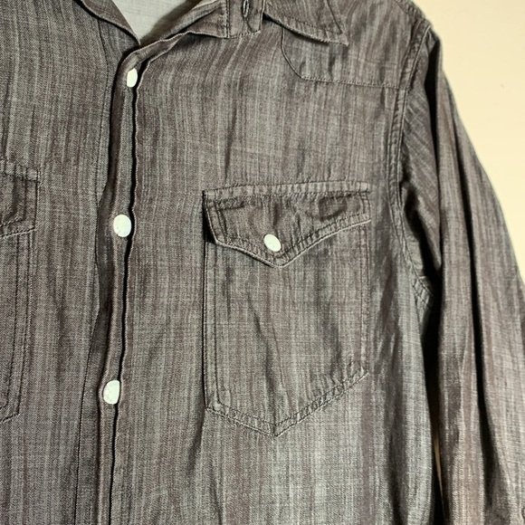 Rag & Bone Grey/Black Denim Western Shirt w Snaps Size 4 - Picture 5 of 7